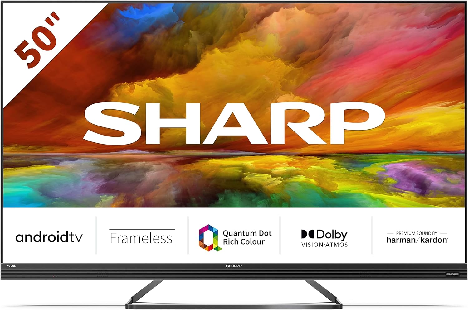 SHARP 4T - C50FP6KL2AB 50 Inch Smart TV 4K UHD Quantum Dot TV with Google Assistant, Freeview Play & Chromecast Built In, Android TV, UHD Frameless Television, 4x HDMI & 2x USB Bluetooth TV – Silver - Amazing Gadgets Outlet