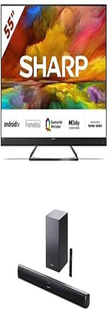 SHARP 4T - C50FP6KL2AB 50 Inch Smart TV 4K UHD Quantum Dot TV with Google Assistant, Freeview Play & Chromecast Built In, Android TV, UHD Frameless Television, 4x HDMI & 2x USB Bluetooth TV – Silver - Amazing Gadgets Outlet