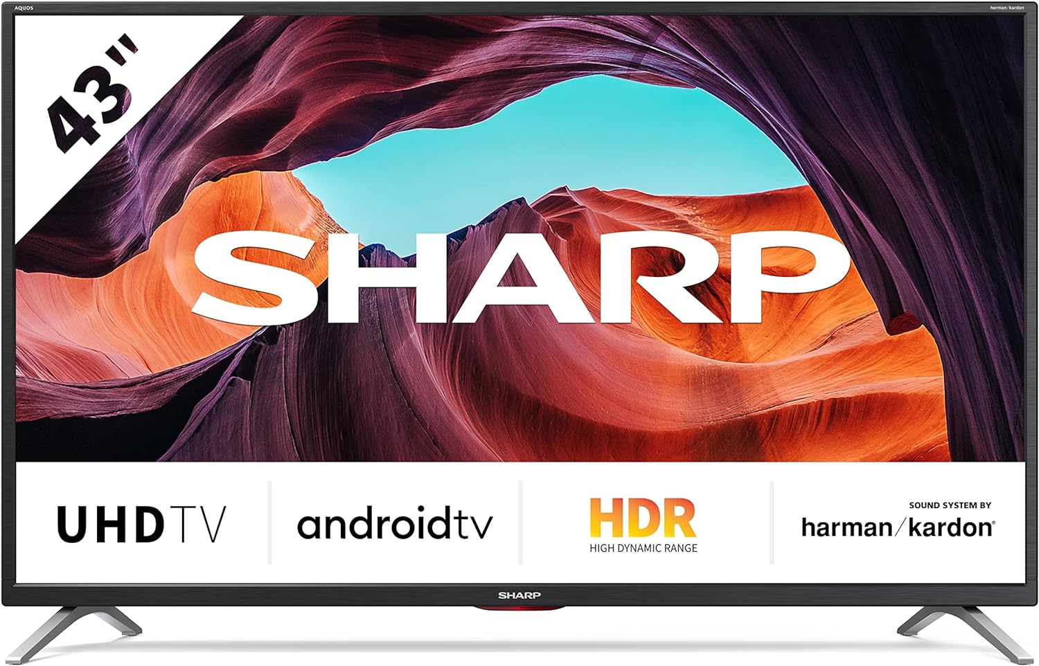 Sharp 4T - C55FN6KL2AB 55 - Inch 4K Android Smart TV, Frameless UHD HDR with Google Assistant, HDMI 2.1 with eARC, Dolby Vision, Chromecast Built - in, Bluetooth, Freeview Play & Wireless Streaming – Black - Amazing Gadgets Outlet