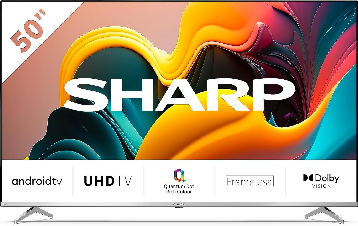 SHARP 4T - C65EQ3KM2AG 65 - Inch 4K UHD Quantum Dot Frameless Android Smart TV with Freeview HD, Google Assistant, Chromecast, 4 x HDMI, 2 x USB & Bluetooth, QLED TV – Black - Amazing Gadgets Outlet