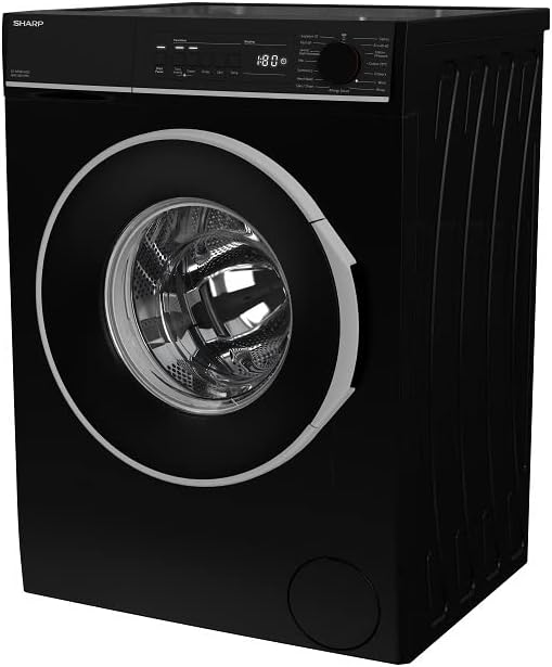 Sharp, ES - NFB8141BD - EN, Freestanding, Washing Machine, Steam, 15 Programs, 15 minute Rapid Wash, Anti - Allergy, 8 kg Washer, 1400 rpm Spin, Black Colour - Amazing Gadgets Outlet