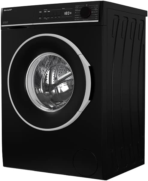 Sharp, ES - NFB8141BD - EN, Freestanding, Washing Machine, Steam, 15 Programs, 15 minute Rapid Wash, Anti - Allergy, 8 kg Washer, 1400 rpm Spin, Black Colour - Amazing Gadgets Outlet