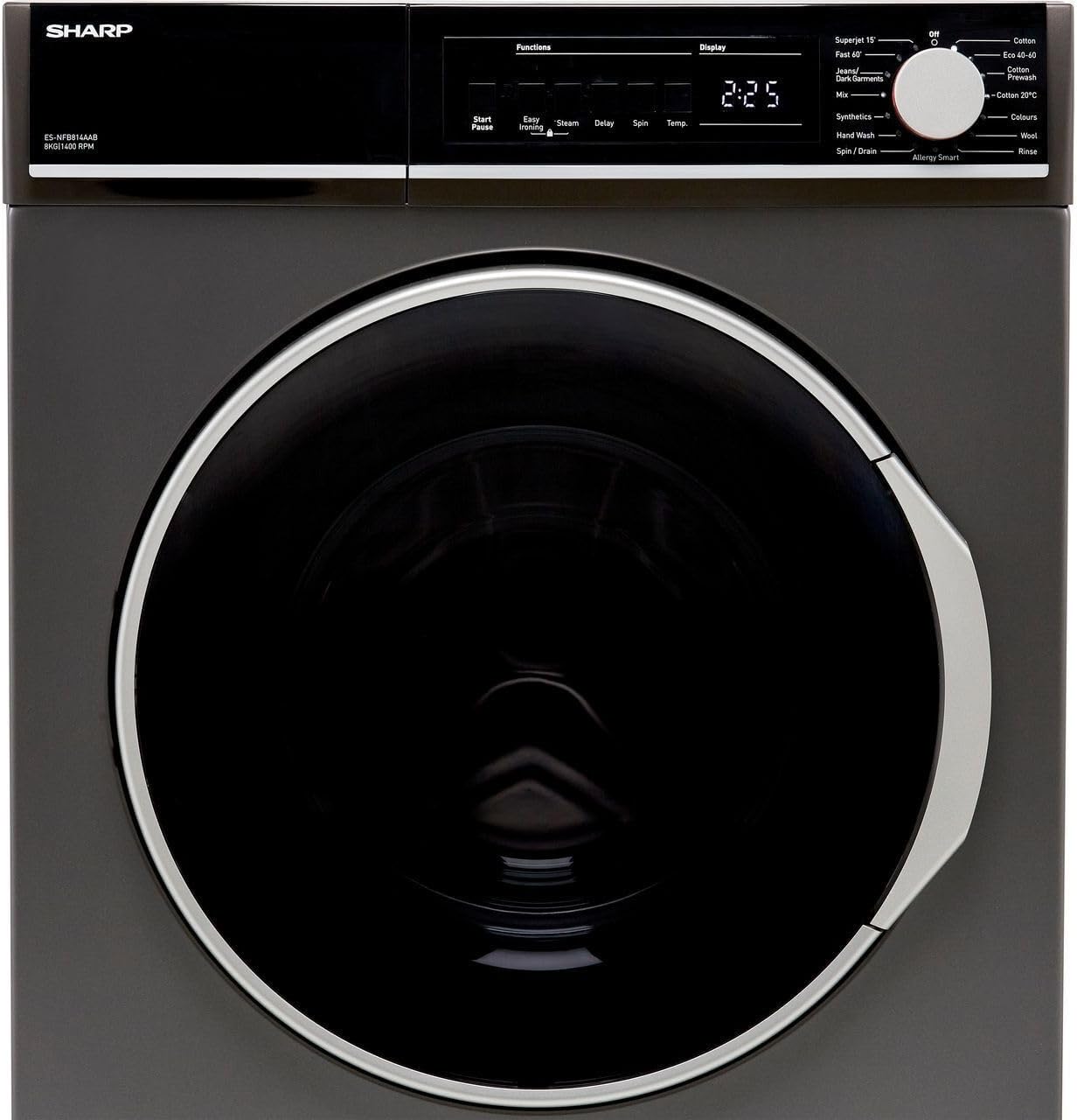 Sharp ES - NFB814AAB 8kg Washing Machine with 1400 rpm - Graphite - B Rated - Amazing Gadgets Outlet