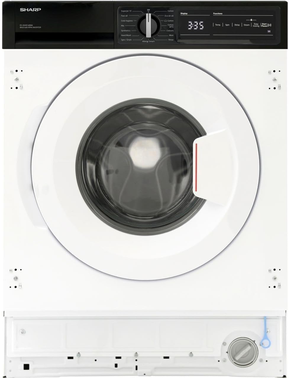 Sharp ES - NIH814BWA - EN Integrated 8kg Washing Machine with 1400 rpm - White - A Rated - Amazing Gadgets Outlet