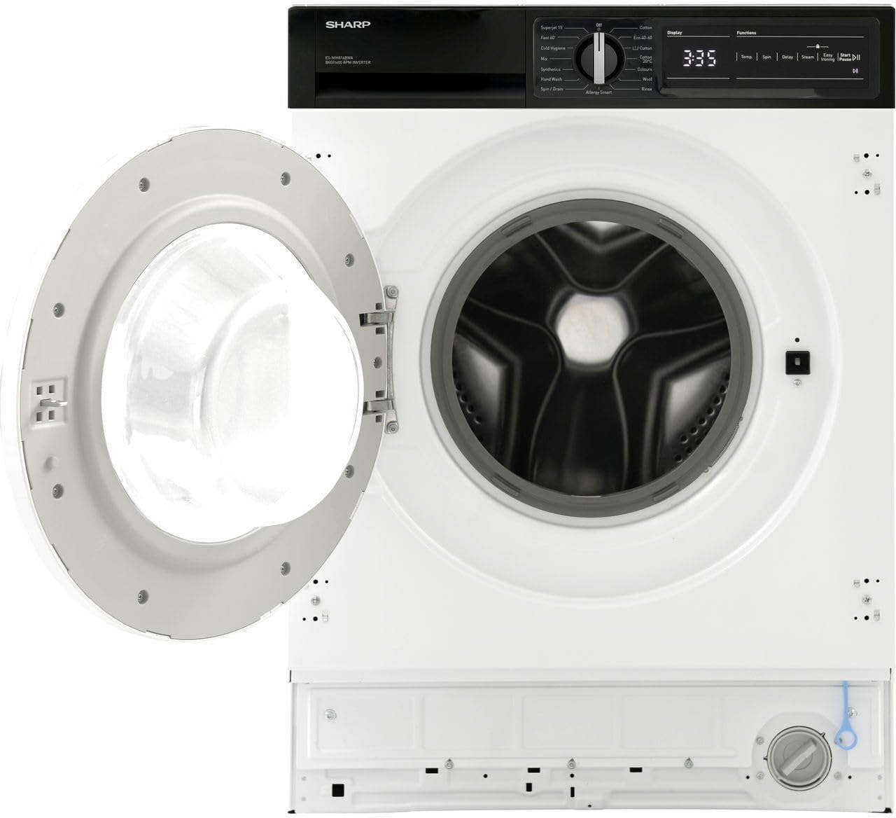 Sharp ES - NIH814BWA - EN Integrated 8kg Washing Machine with 1400 rpm - White - A Rated - Amazing Gadgets Outlet