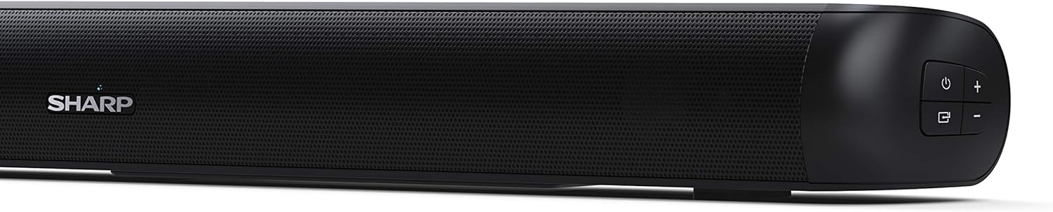 SHARP HT - SB107 2.0 Soundbar, 90W Small Wireless Bluetooth Soundbar for TV and Device Streaming with Aux, USB Playback, HDMI ARC /CEC & Digital Optical - in, Wall Mountable or Table Top Sound Bar - Black - Amazing Gadgets Outlet