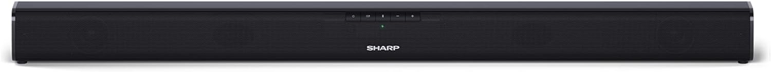 SHARP HT - SB107 2.0 Soundbar, 90W Small Wireless Bluetooth Soundbar for TV and Device Streaming with Aux, USB Playback, HDMI ARC /CEC & Digital Optical - in, Wall Mountable or Table Top Sound Bar - Black - Amazing Gadgets Outlet