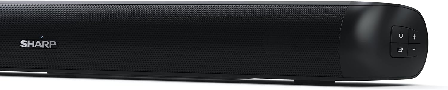 SHARP HT - SB107 2.0 Soundbar, 90W Small Wireless Bluetooth Soundbar for TV and Device Streaming with Aux, USB Playback, HDMI ARC /CEC & Digital Optical - in, Wall Mountable or Table Top Sound Bar - Black - Amazing Gadgets Outlet