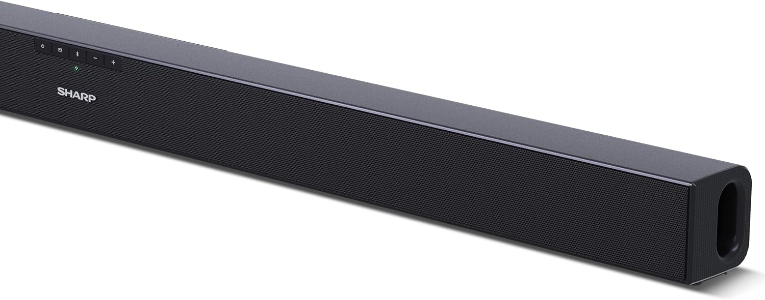 SHARP HT - SB140(MT) 2.0 Soundbar, 150W Slim Wireless Bluetooth Soundbar for TV and Device Streaming with HDMI ARC /CEC, Aux and Digital Optical - In, Wall Mount or Table Top Sound Bar - Black - Amazing Gadgets Outlet