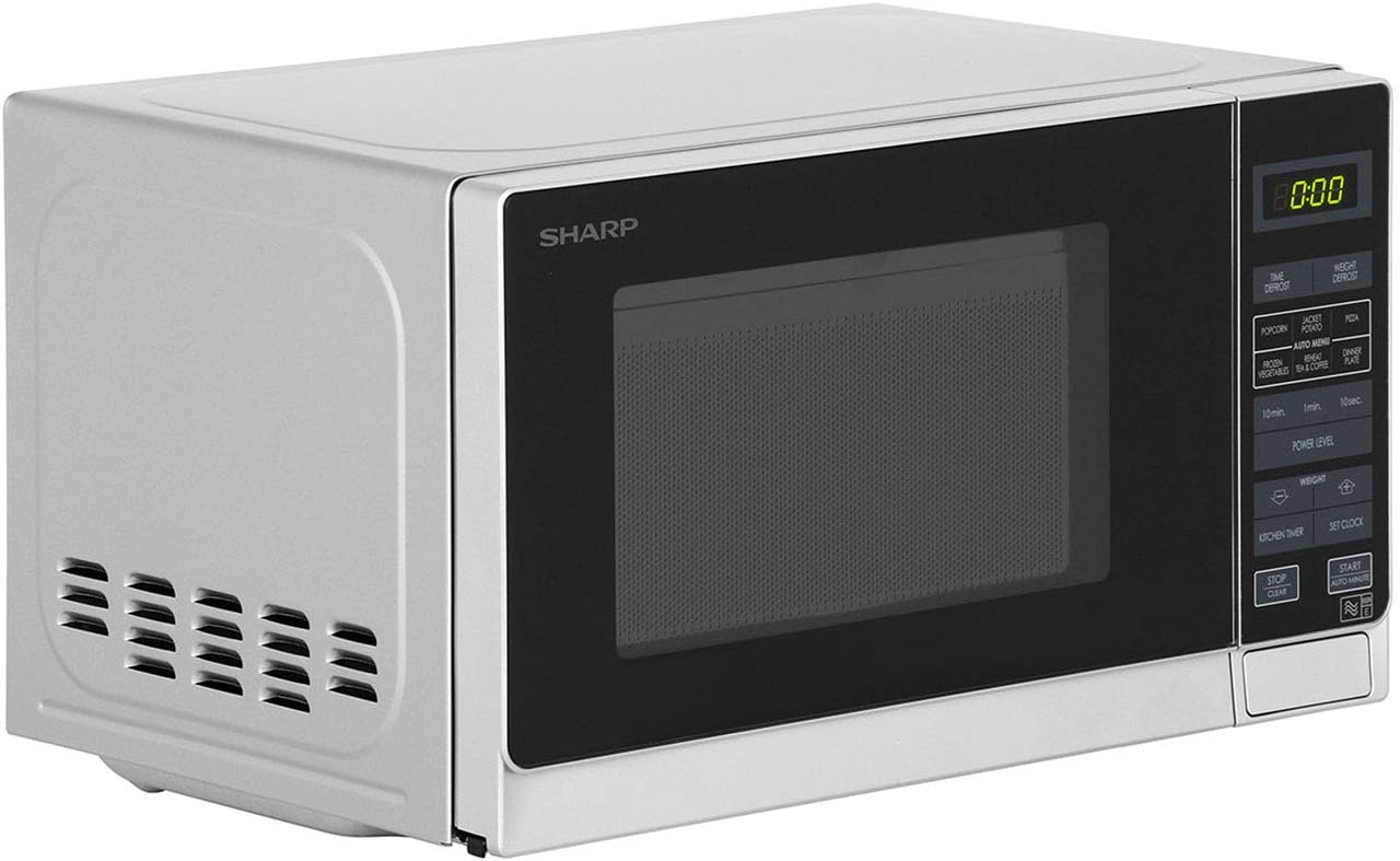 Sharp R272SLM Solo Touch Control Microwave, 20 Litre capacity, 800W, Silver - Amazing Gadgets Outlet