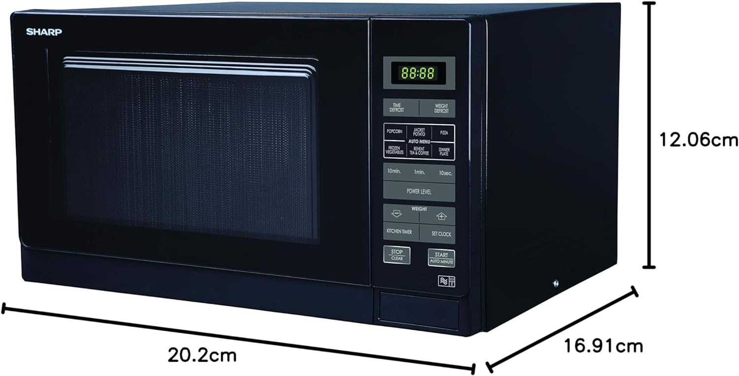 Sharp R372KM Solo Touch Control Microwave, 25 Litre capacity, 900W, Black - Amazing Gadgets Outlet