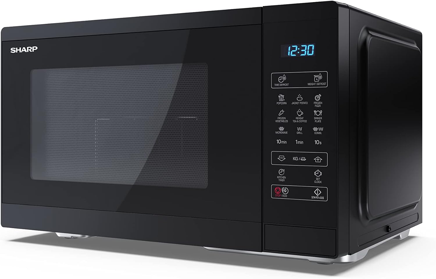 SHARP YC - MG02U - B Compact 20 Litre 800W Digital Microwave with 1000W Grill, 11 power levels, ECO Mode, defrost function, LED cavity light - Black - Amazing Gadgets Outlet