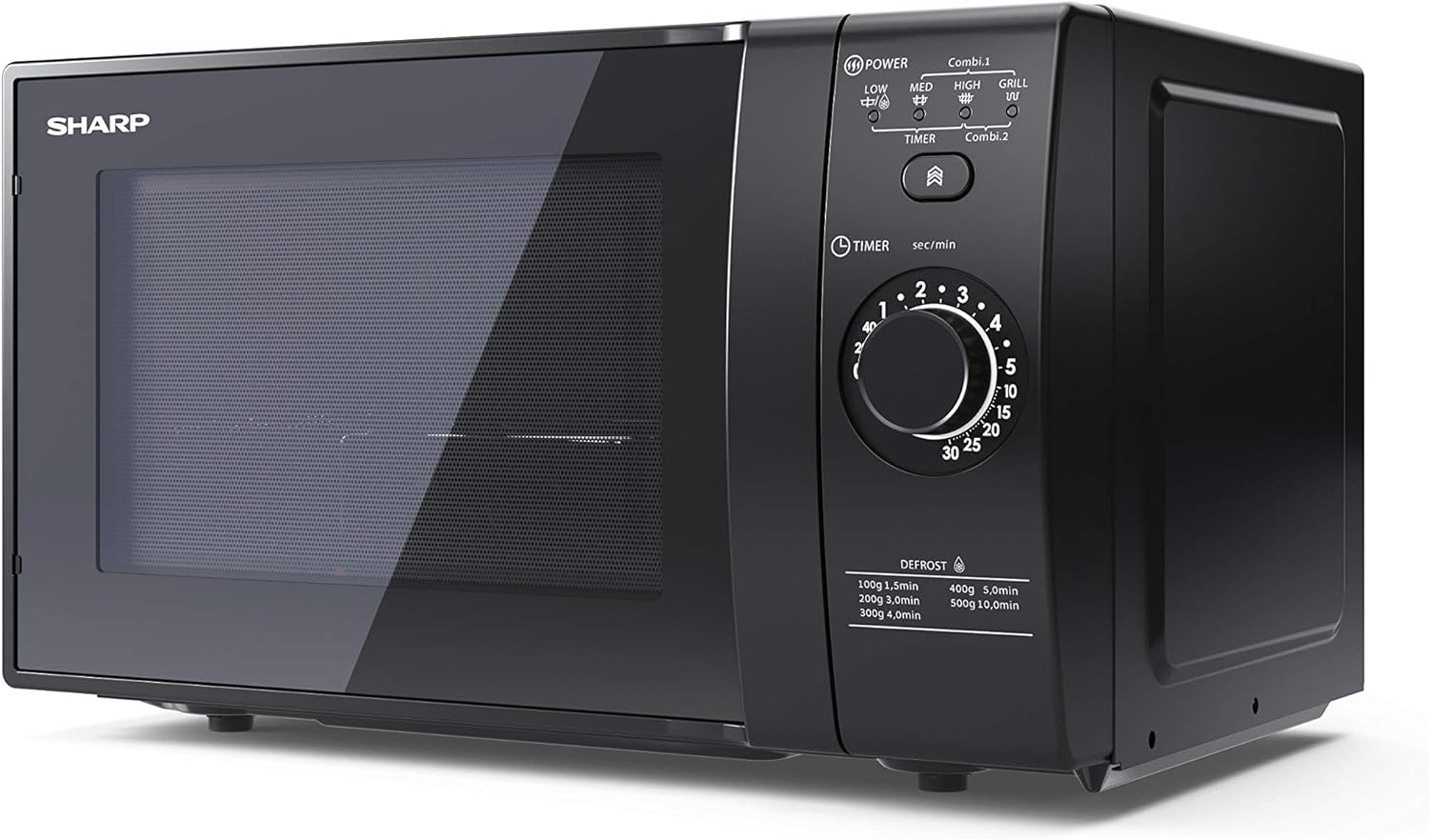 SHARP YC - MG02U - B Compact 20 Litre 800W Digital Microwave with 1000W Grill, 11 power levels, ECO Mode, defrost function, LED cavity light - Black - Amazing Gadgets Outlet