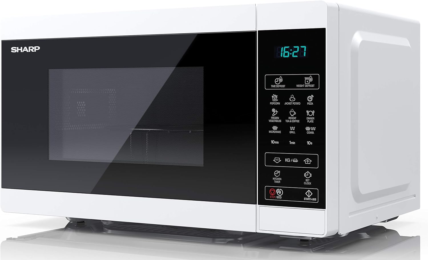 SHARP YC - MG02U - B Compact 20 Litre 800W Digital Microwave with 1000W Grill, 11 power levels, ECO Mode, defrost function, LED cavity light - Black - Amazing Gadgets Outlet