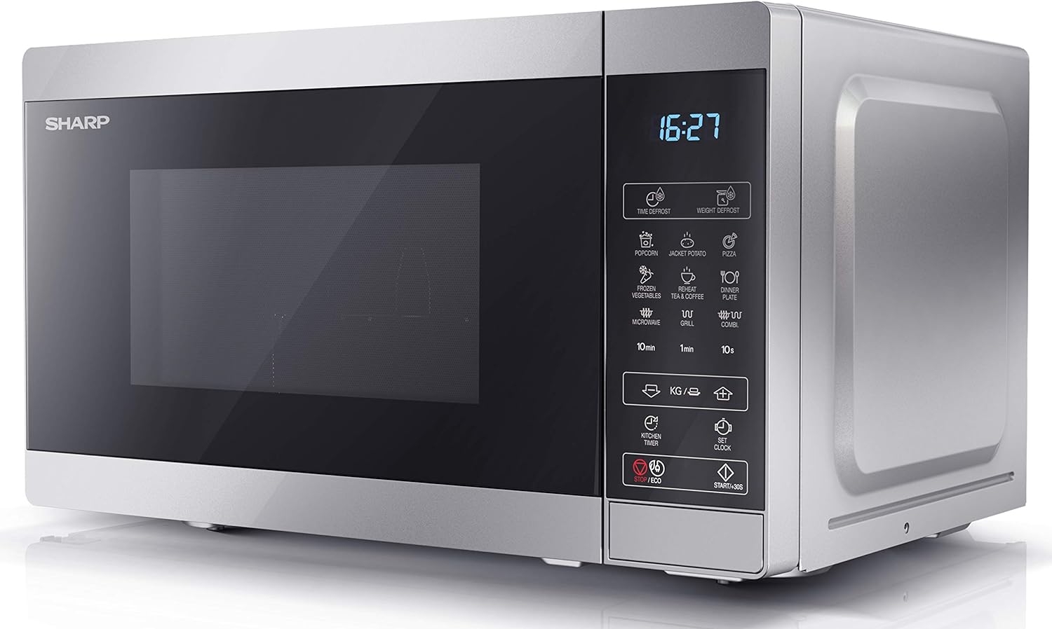 SHARP YC - MG02U - B Compact 20 Litre 800W Digital Microwave with 1000W Grill, 11 power levels, ECO Mode, defrost function, LED cavity light - Black - Amazing Gadgets Outlet