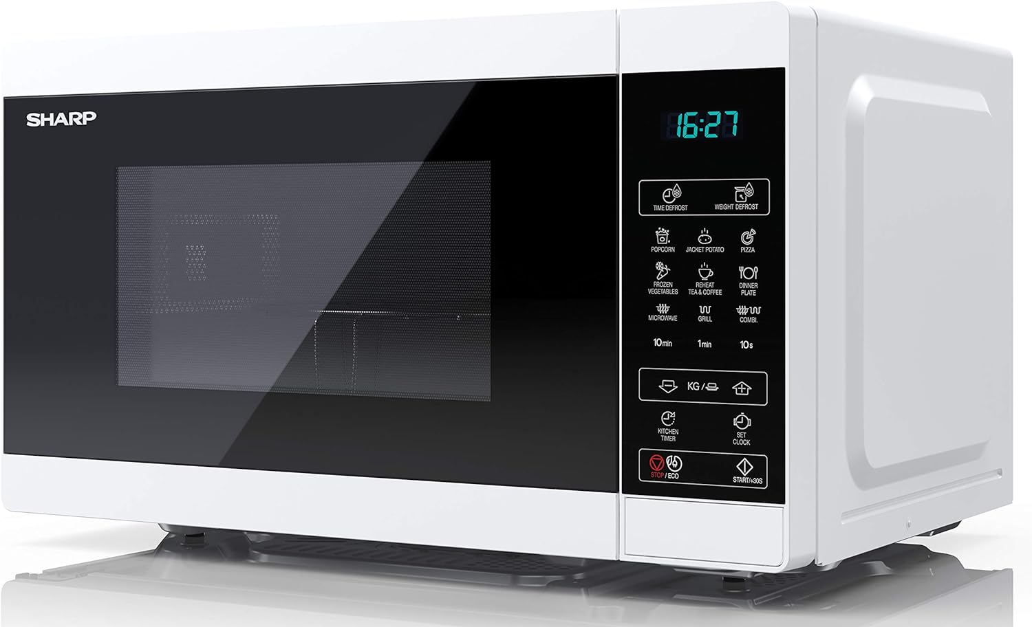 SHARP YC - MG02U - S Compact 20 Litre 800W Digital Microwave with 1000W Grill, 11 power levels, ECO Mode, defrost function, LED cavity light - Silver - Amazing Gadgets Outlet