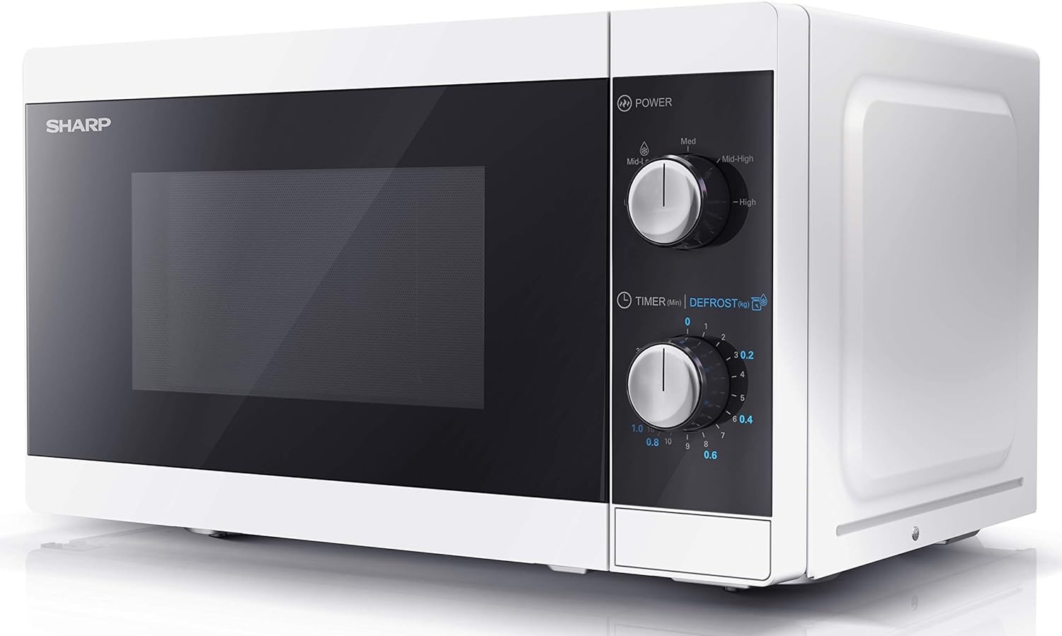 SHARP YC - MS01U - S Compact 20 Litre 800W Manual control Microwave, 5 power levels, defrost function, LED cavity light - Silver - Amazing Gadgets Outlet