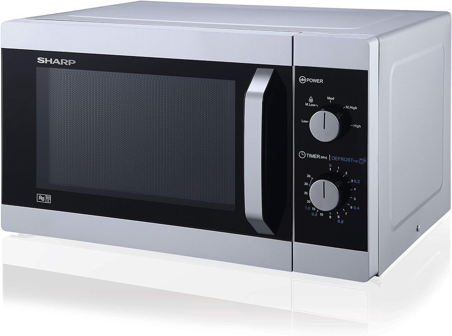 SHARP YC - MS01U - S Compact 20 Litre 800W Manual control Microwave, 5 power levels, defrost function, LED cavity light - Silver - Amazing Gadgets Outlet