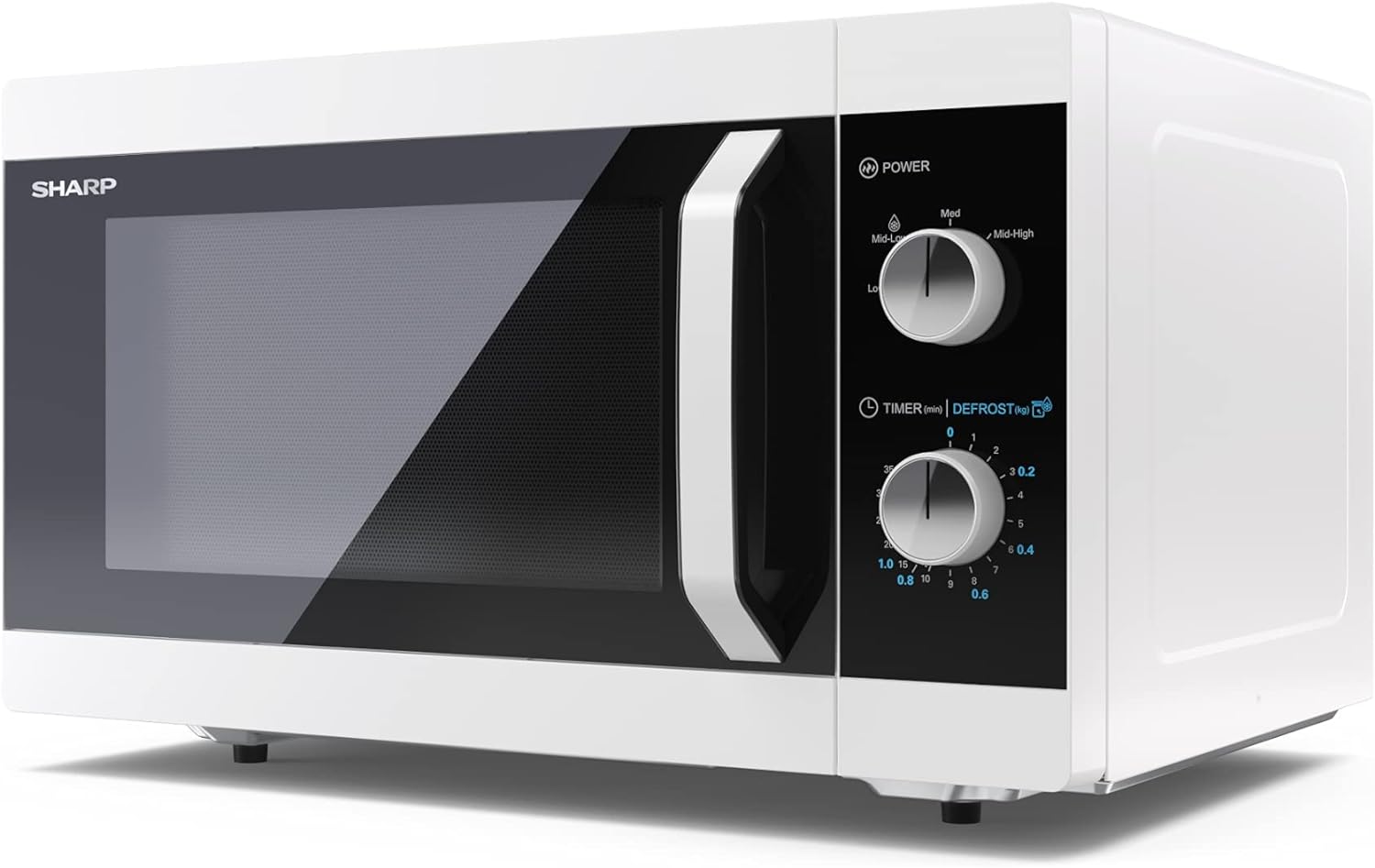 SHARP YC - MS01U - S Compact 20 Litre 800W Manual control Microwave, 5 power levels, defrost function, LED cavity light - Silver - Amazing Gadgets Outlet