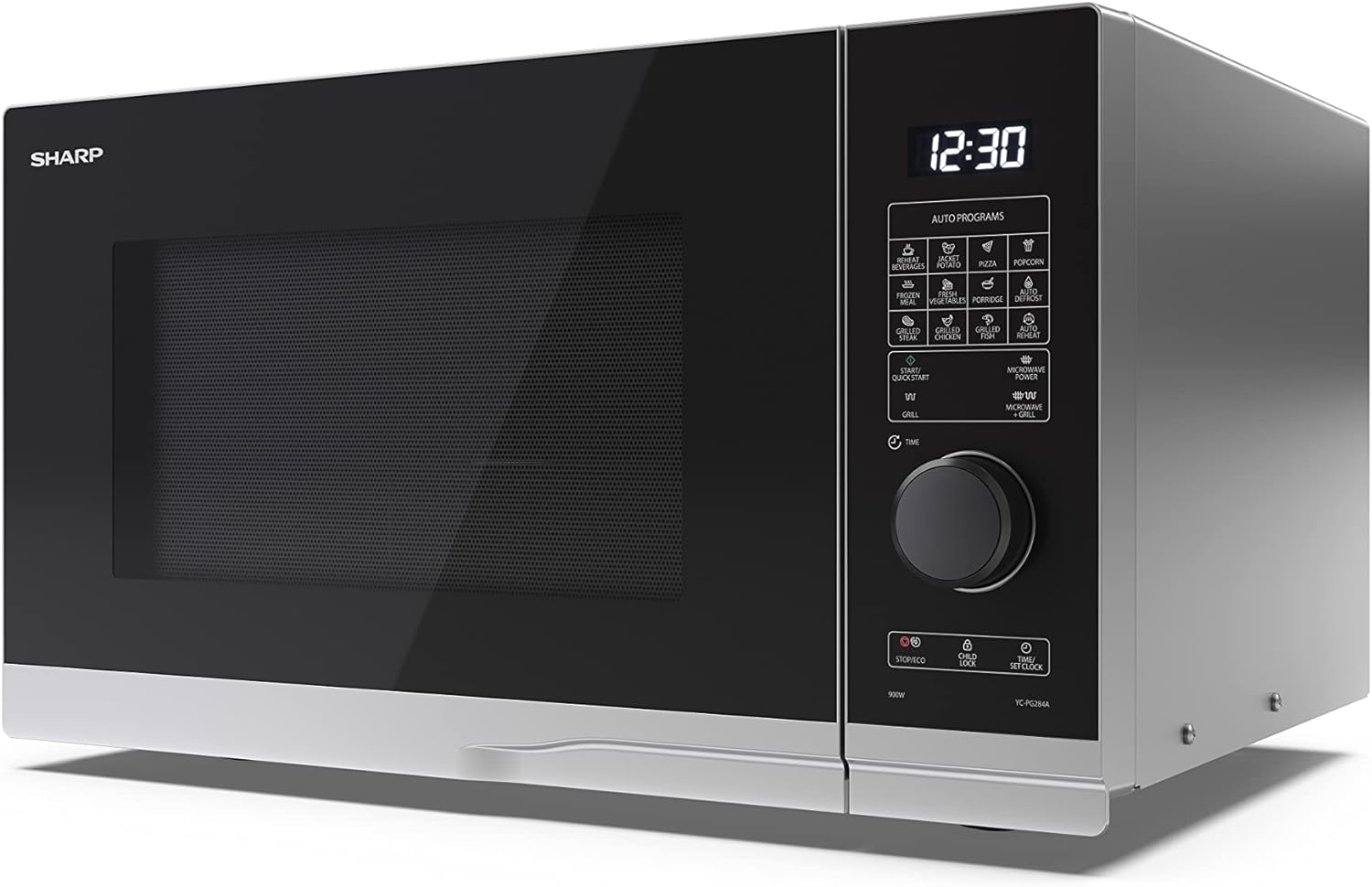 SHARP YC - PS201AU - S Compact 20 Litre 700W Manual control Microwave, 6 power levels, defrost function, LED cavity light - Silver - Amazing Gadgets Outlet