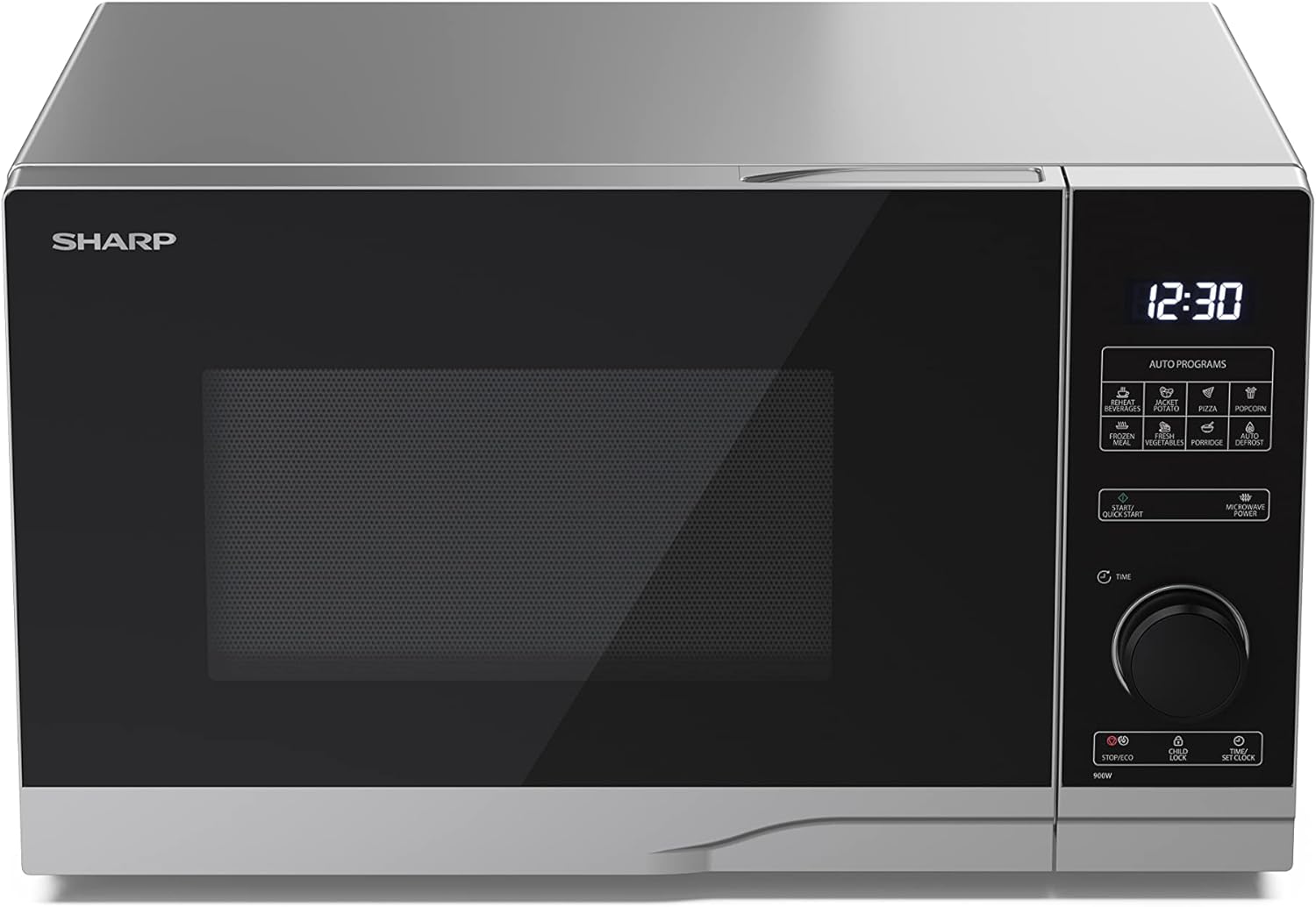 SHARP YC - PS254AU - S 25 Litre 900W Digital Microwave, 10 power levels, ECO Mode, defrost function, LED cavity light - Silver - Amazing Gadgets Outlet