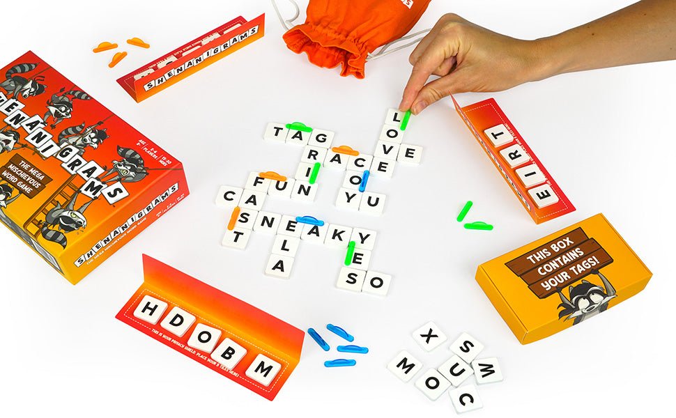 Shenanigrams – The Mega - Mischievous Word Game! A Super Fun & Fast Family Party Game for Kids, Teens & Adults - Great for Travel, Couples & Family Board Games Night - Amazing Gadgets Outlet