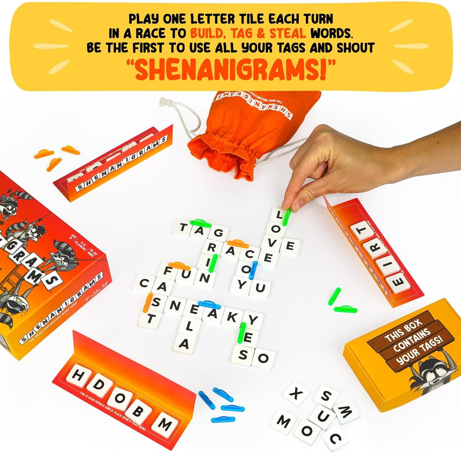 Shenanigrams – The Mega - Mischievous Word Game! A Super Fun & Fast Family Party Game for Kids, Teens & Adults - Great for Travel, Couples & Family Board Games Night - Amazing Gadgets Outlet