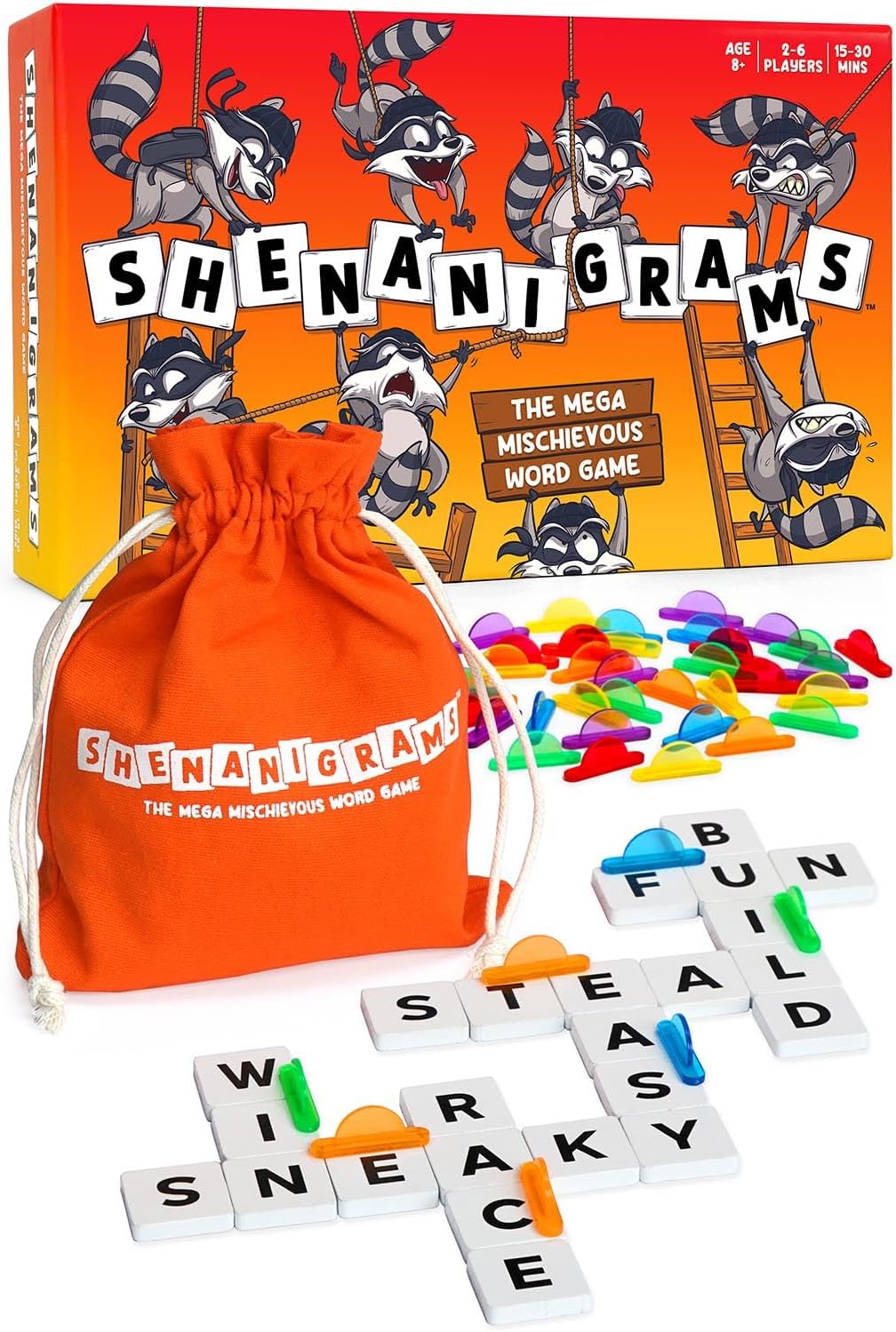 Shenanigrams – The Mega - Mischievous Word Game! A Super Fun & Fast Family Party Game for Kids, Teens & Adults - Great for Travel, Couples & Family Board Games Night - Amazing Gadgets Outlet