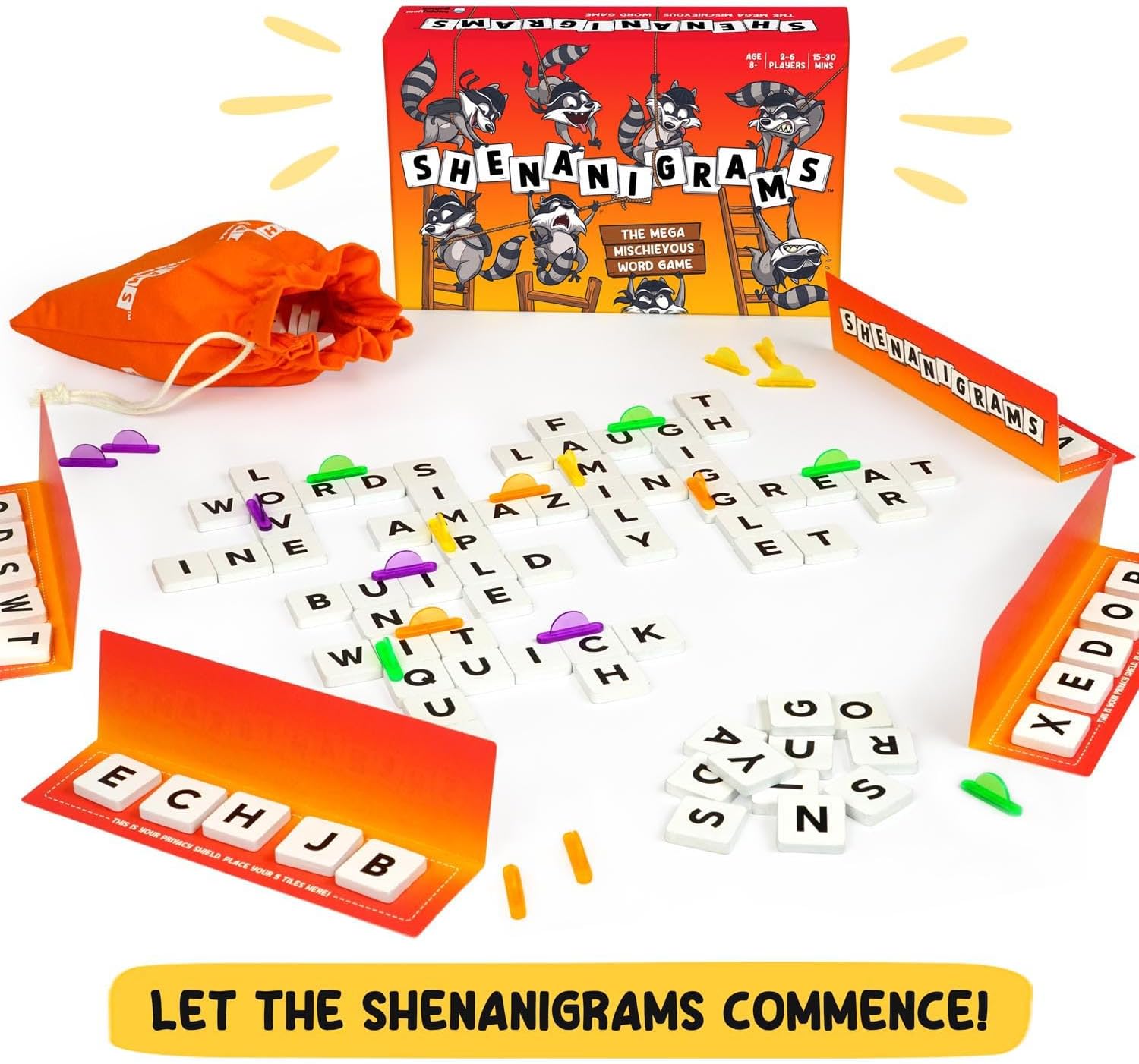 Shenanigrams – The Mega - Mischievous Word Game! A Super Fun & Fast Family Party Game for Kids, Teens & Adults - Great for Travel, Couples & Family Board Games Night - Amazing Gadgets Outlet