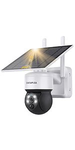 SHIWOJIA 2K Solar Wireless Security Outdoor Camera, 360° PTZ WiFi CCTV Camera, PIR Motion Detection & Alert, Color Night Vision, 2 - Way Audio, IP66 Waterproof, SD/Cloud - Amazing Gadgets Outlet