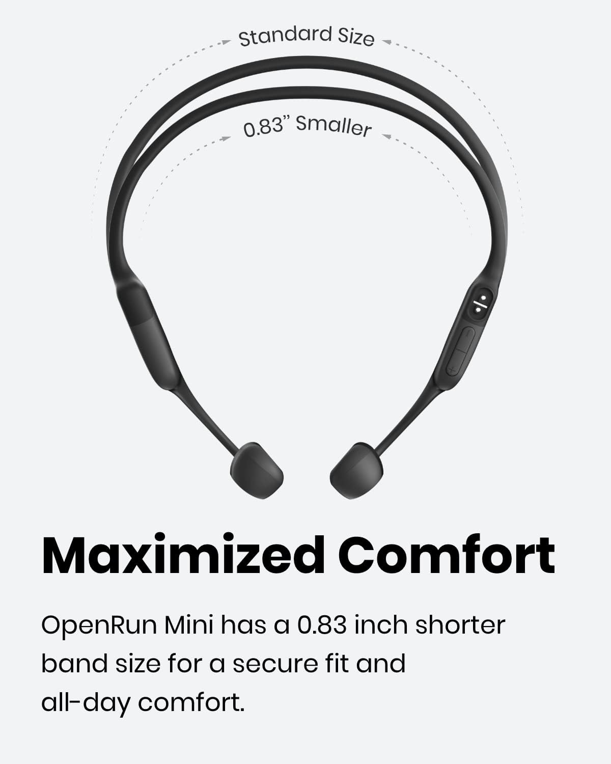 SHOKZ 【Mini Size】 OpenRun Mini, [England Athletics Recommended] Bone Conduction Sports Headphones, Bluetooth Wireless Earphones with Mic, 8H Playtime, Open - Ear Waterproof for Running Workout (black) - Amazing Gadgets Outlet