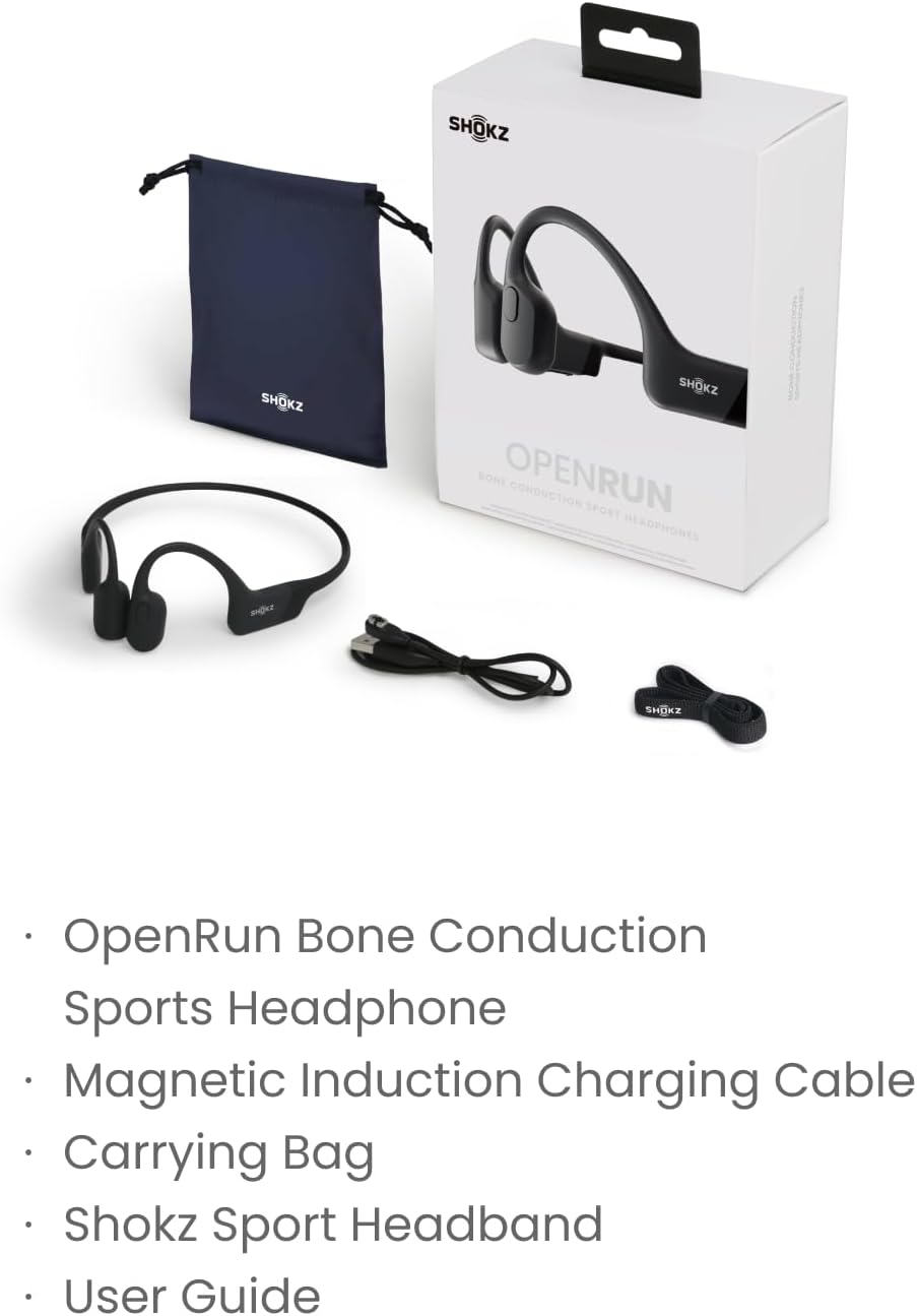 SHOKZ OpenRun Bone Conduction Sports headphones, IP67 Waterproof bluetooth earphones for running, work out(Black) - Amazing Gadgets Outlet