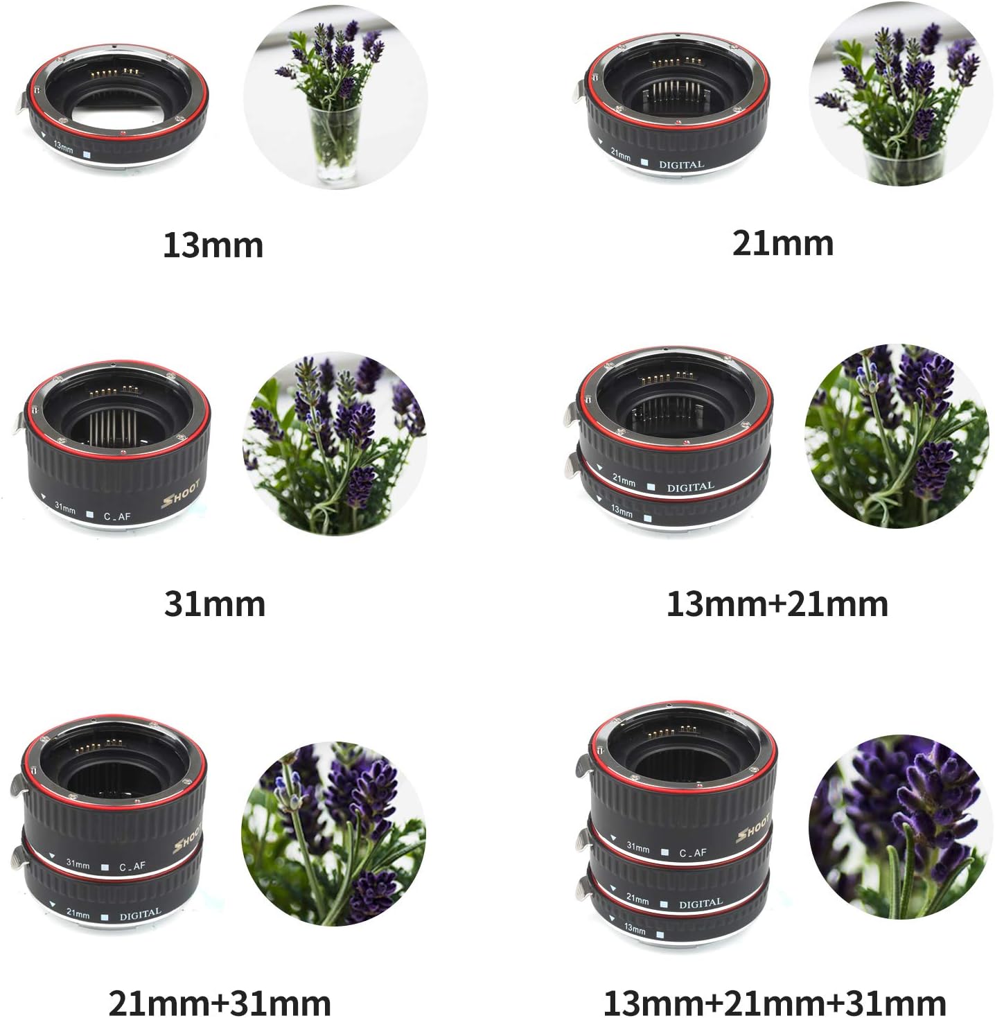 SHOOT AF Auto Focus Macro Extension Tube Set for Canon EOS EF EF - S Lens DSLR Cameras 1100D 700D 650D 600D 550D 500D 450D 400D 350D 300D 100D 70D - Amazing Gadgets Outlet