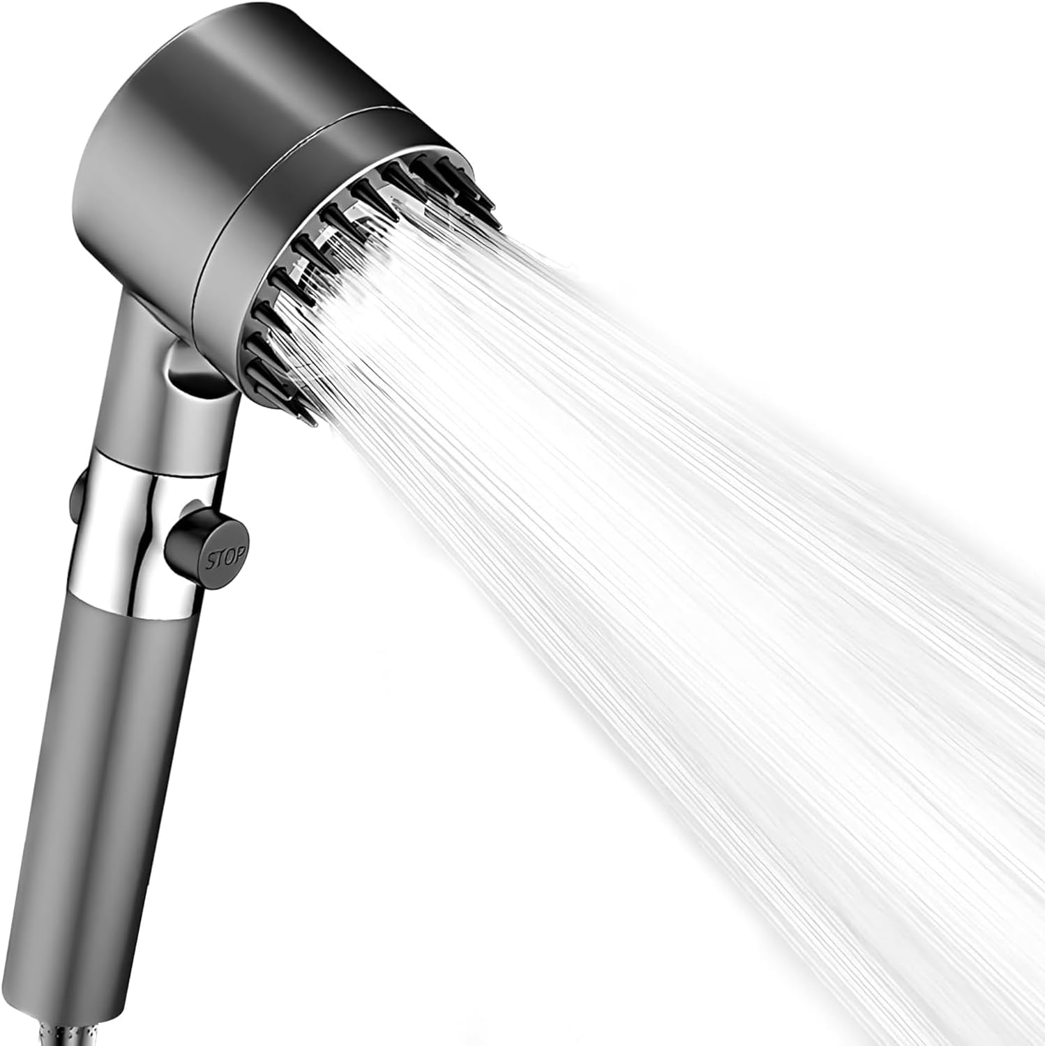 Shower Head, High Pressure Shower Head with 3 Modes, Filter Pressure Boosting Shower Head Spray, Handheld Shower Head for Adults Children Pets Home (Includes 1.5m Hose and Punch - Free Bracket) - Gun Gray   Import  Single ASIN  Import  Multiple ASIN - Amazing Gadgets Outlet