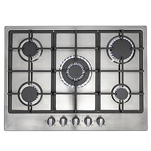 SIA 60cm Black Built Under Double Fan Oven, 70cm 5 Burner Gas Hob & Curved Hood - Amazing Gadgets Outlet