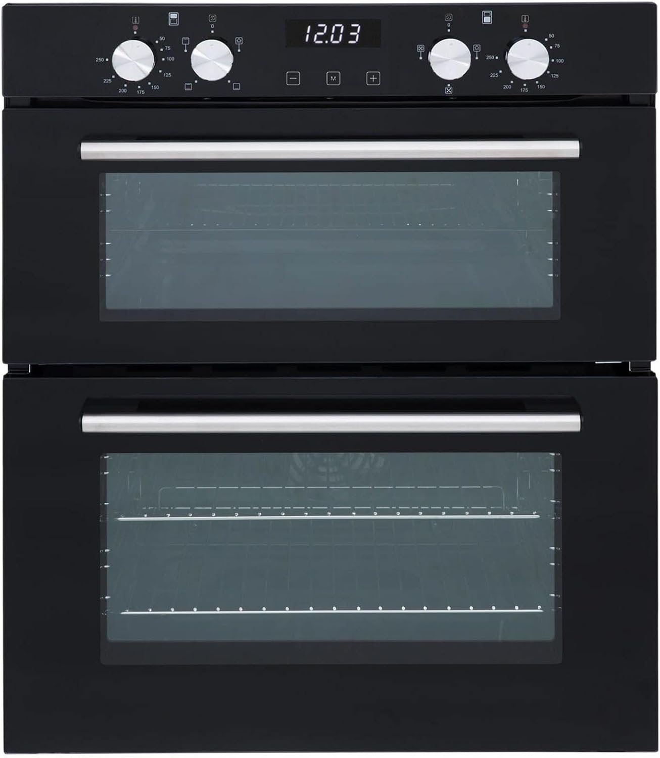 SIA 60cm Black Built Under Double Fan Oven, 70cm 5 Burner Gas Hob & Curved Hood - Amazing Gadgets Outlet