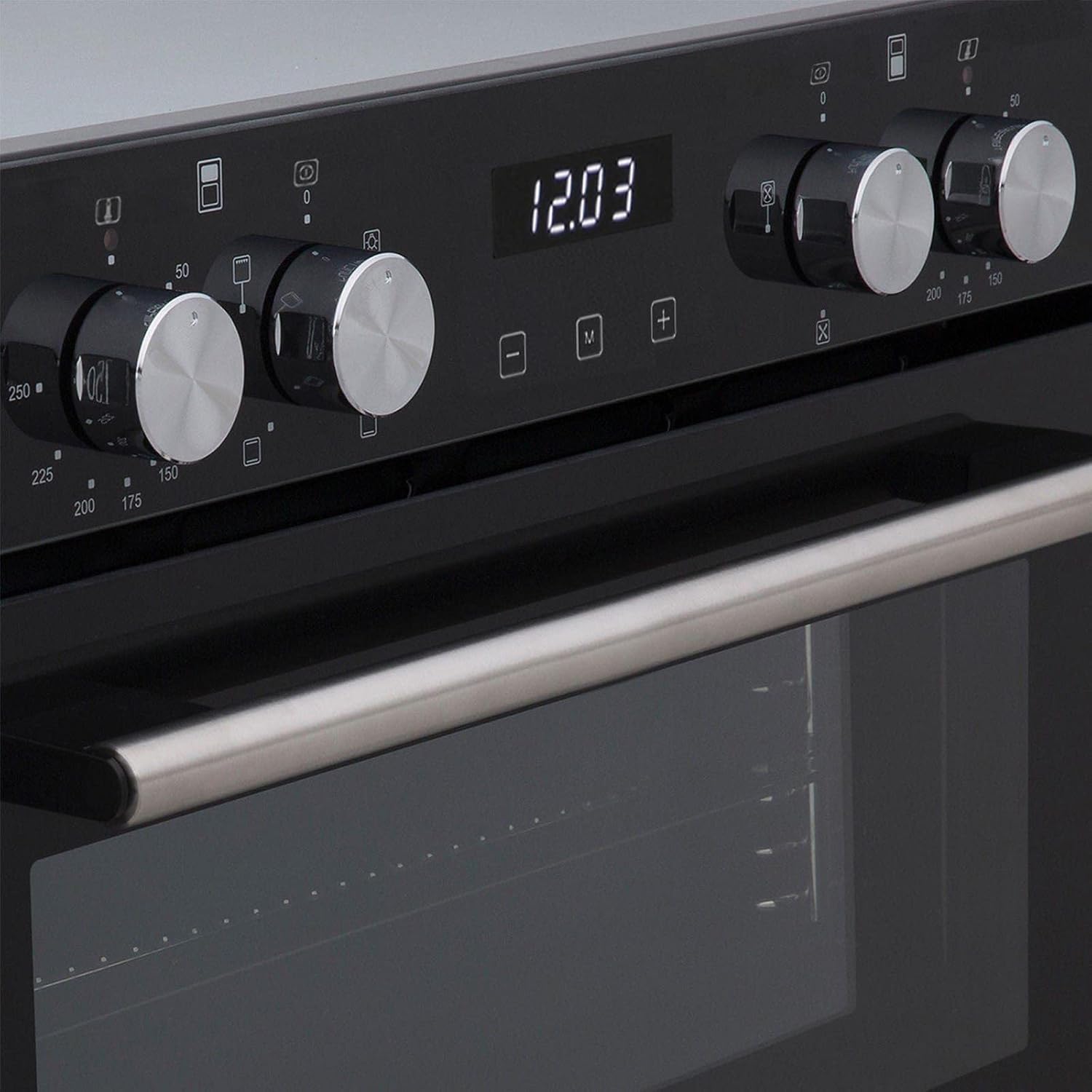 SIA 60cm Black Built Under Double Fan Oven, 70cm 5 Burner Gas Hob & Curved Hood - Amazing Gadgets Outlet