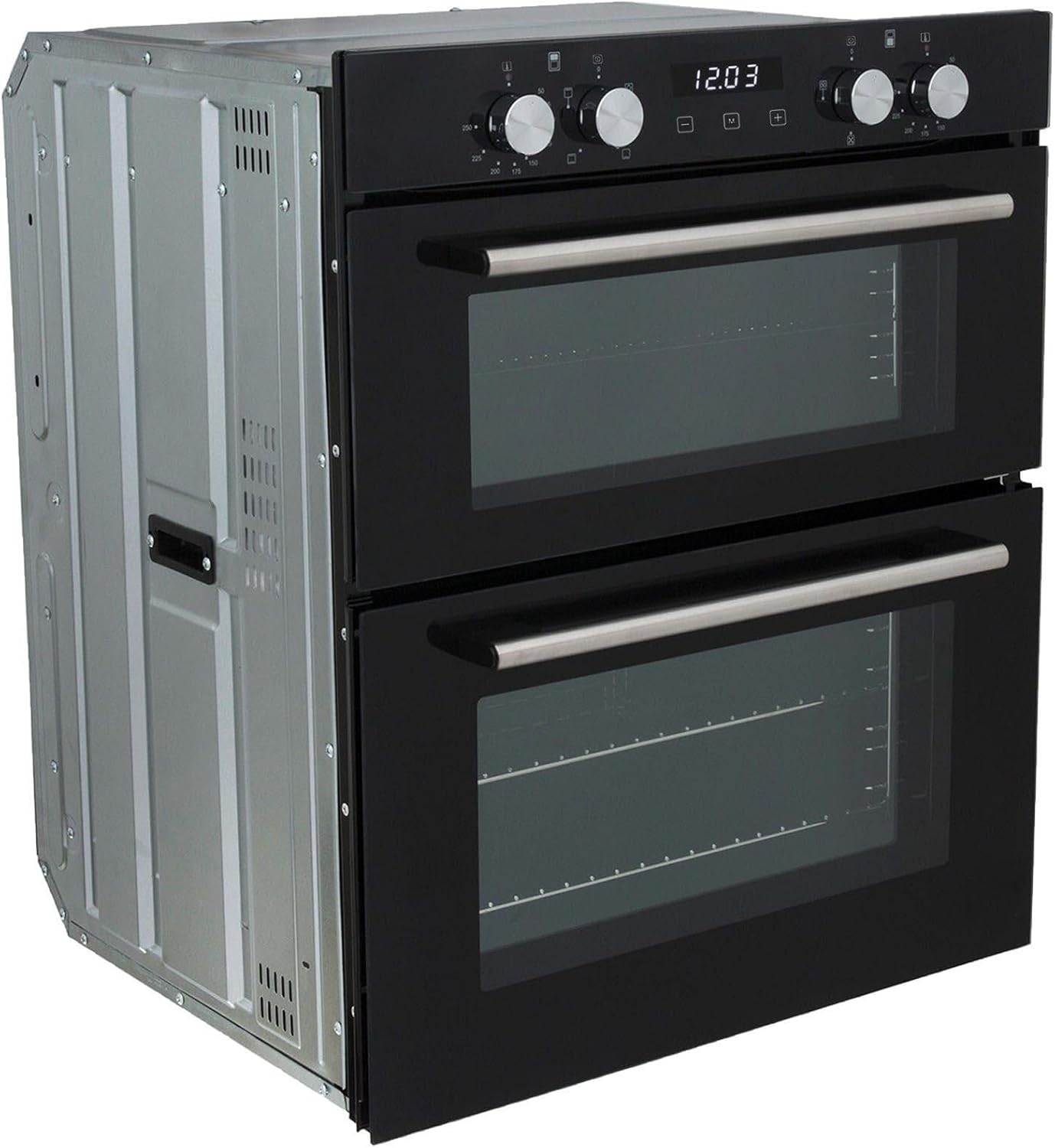 SIA 60cm Black Built Under Double Fan Oven, 70cm 5 Burner Gas Hob & Curved Hood - Amazing Gadgets Outlet