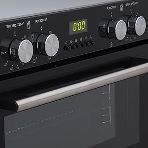 SIA 60cm Black Built Under Double Fan Oven, 70cm 5 Burner Gas Hob & Curved Hood - Amazing Gadgets Outlet