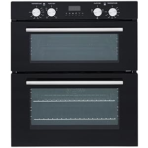 SIA 60cm Black Built Under Double Oven And 70cm Stainless Steel 5 Burner Gas Hob - Amazing Gadgets Outlet