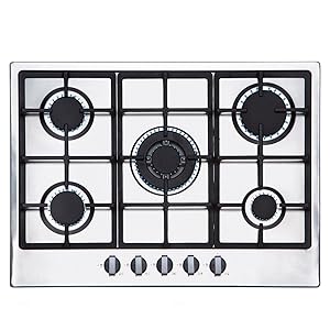 SIA 60cm Black Built Under Double Oven And 70cm Stainless Steel 5 Burner Gas Hob - Amazing Gadgets Outlet