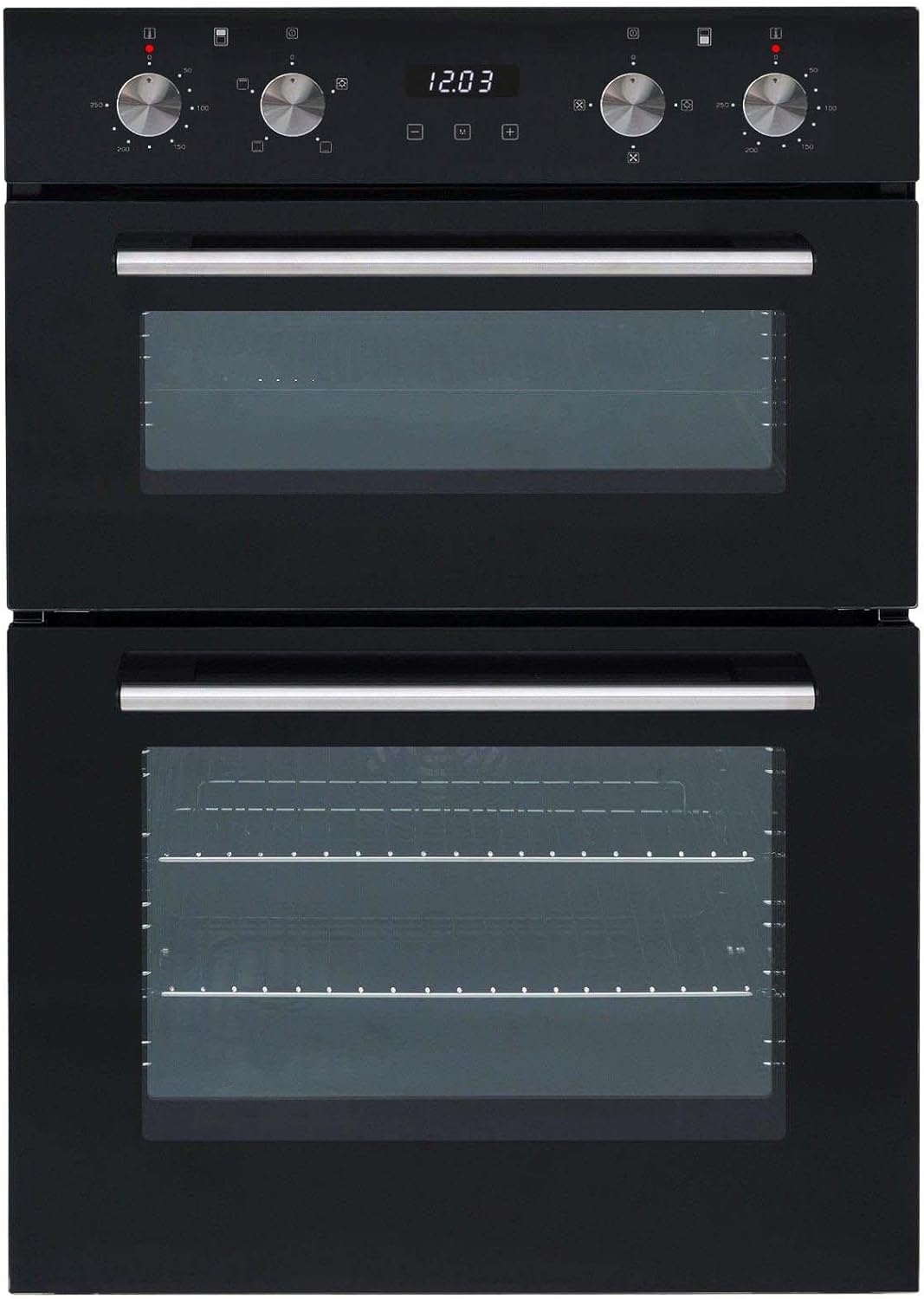 SIA 60cm Built In Double Electric Oven & Black 70cm 5 Burner Gas On Glass Hob - Amazing Gadgets Outlet