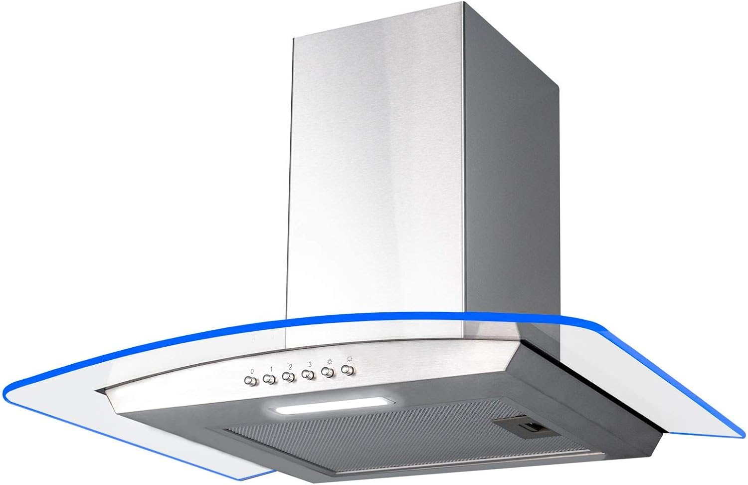 SIA 70cm 3 Colour LED Curved Glass Cooker Hood Extractor Fan in Stainless Steel - Amazing Gadgets Outlet