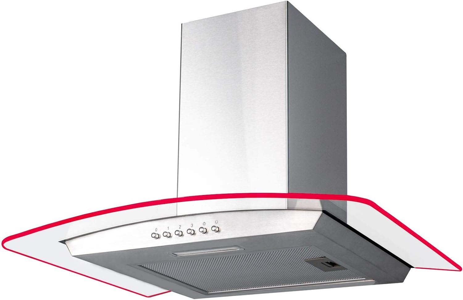 SIA 70cm 3 Colour LED Curved Glass Cooker Hood Extractor Fan in Stainless Steel - Amazing Gadgets Outlet