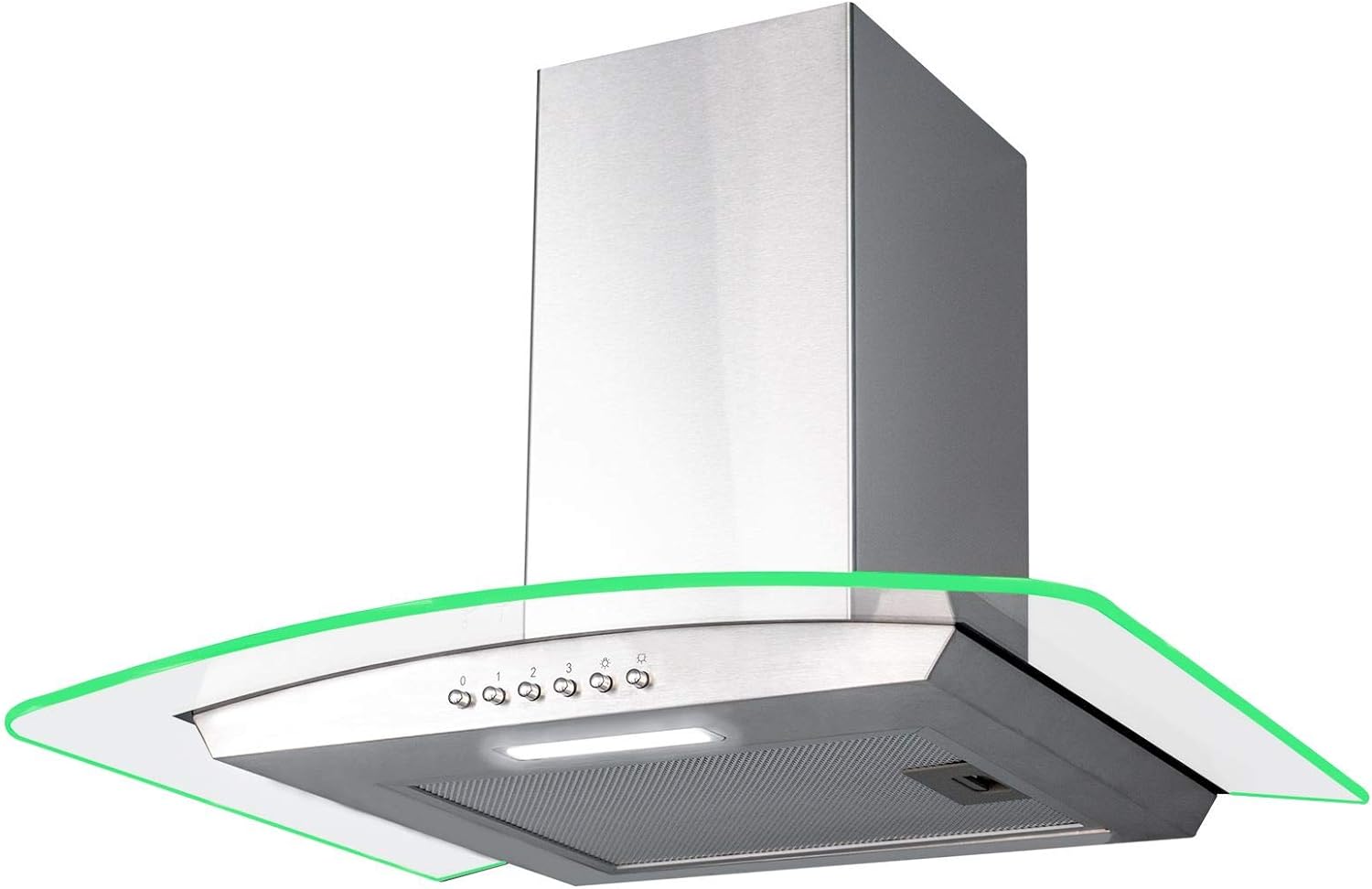 SIA 70cm 3 Colour LED Curved Glass Cooker Hood Extractor Fan in Stainless Steel - Amazing Gadgets Outlet