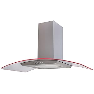 SIA 90cm Stainless Steel 3 Colour LED Edge Lit Curved Glass Cooker Hood Fan - Amazing Gadgets Outlet