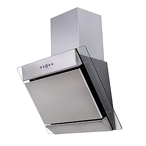 SIA AGL71SS 70cm Angled Stainless Steel And Glass Chimney Cooker Hood Kitchen Extractor Fan With LED Lights And Internal Carbon Re - circulation Filter - Amazing Gadgets Outlet