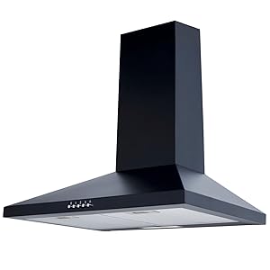 SIA CHL60BL 60cm Pyramid Chimney Cooker Hood Kitchen Extractor Fan In Black, 5 Year Parts & 2 Year Labour Guarantee, Internal Re - circulation Or External Extraction, 3 Variable Speeds - Amazing Gadgets Outlet