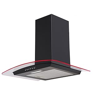 SIA CPLE60BL 60cm Black 3 Colour LED Edge Lit Curved Glass Cooker Hood Extractor - Amazing Gadgets Outlet