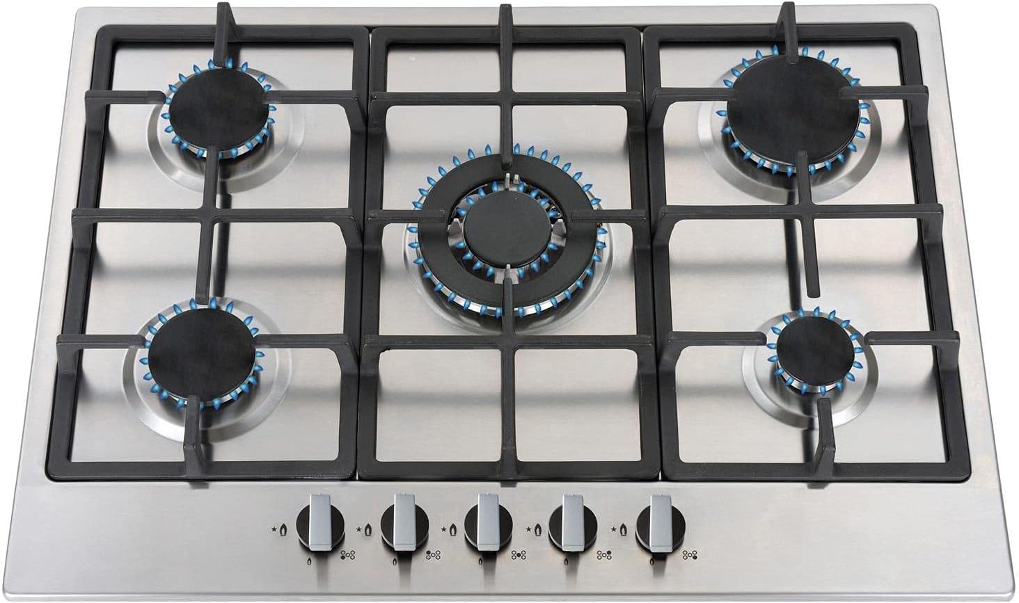 SIA DO111SS 60m Stainless Steel Built Under Electric Double True Fan Oven & SIA R6 70cm 5 Burner Gas Hob With Cast Iron Pan Supports And FFD - Amazing Gadgets Outlet